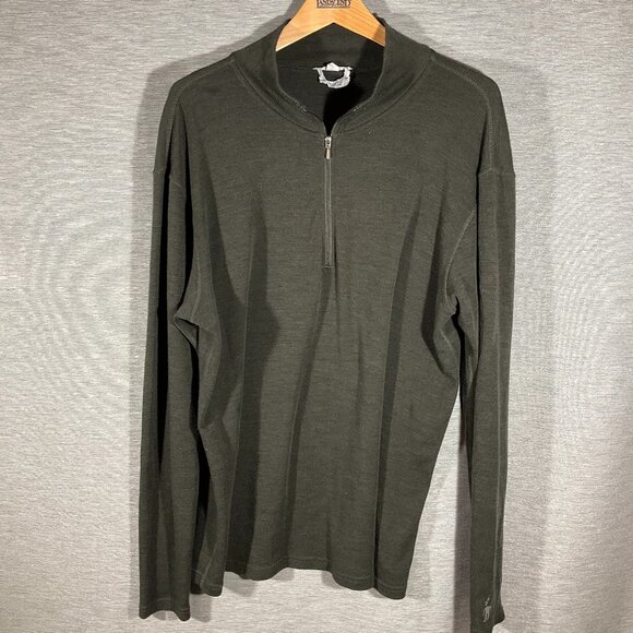 Mens SmartWool Dark Green 1/4 Zip Merino Top, Size XXL - Picture 1 of 4